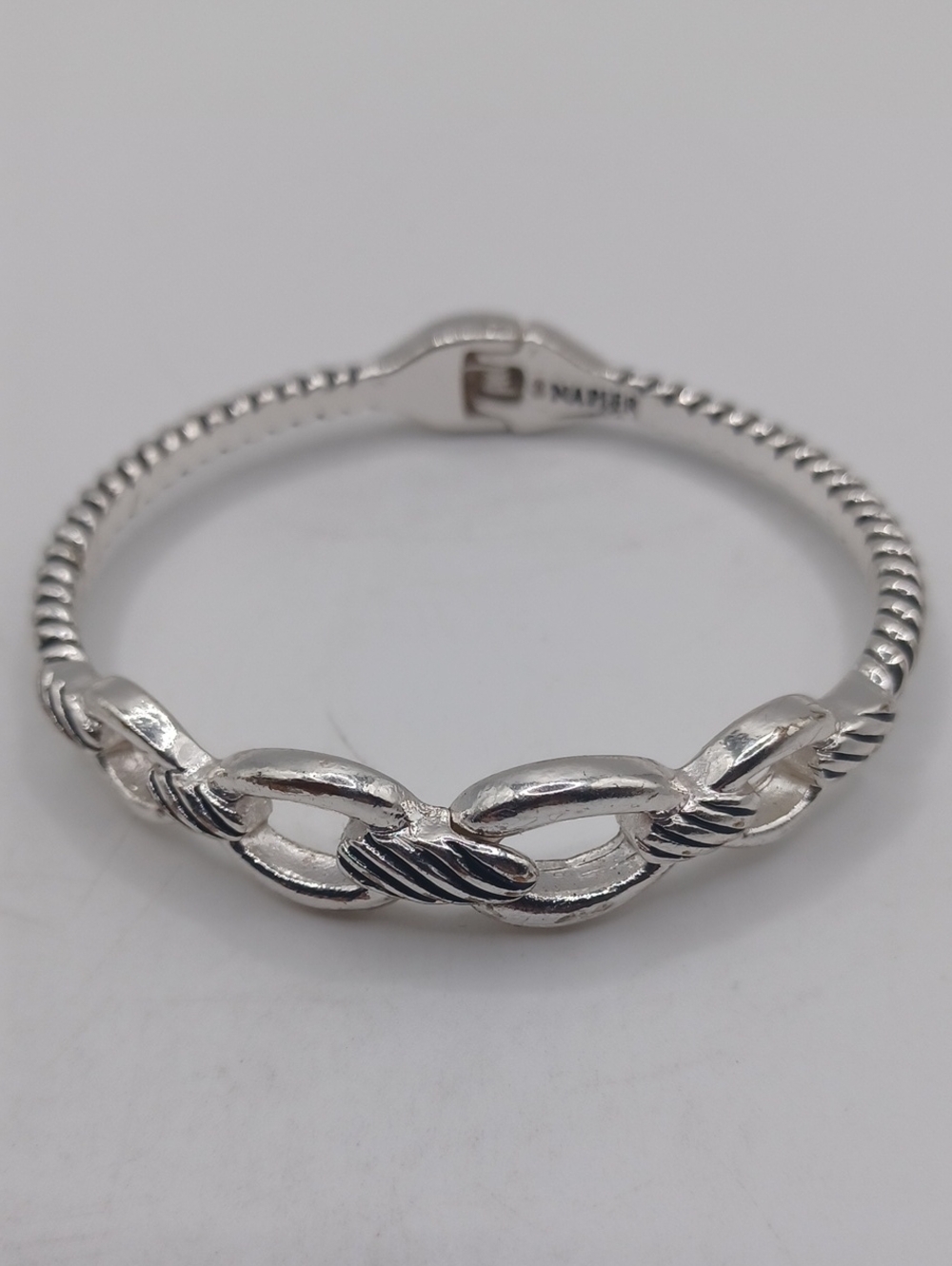 Napier Silver Tone Twisted Hinged Bracelet